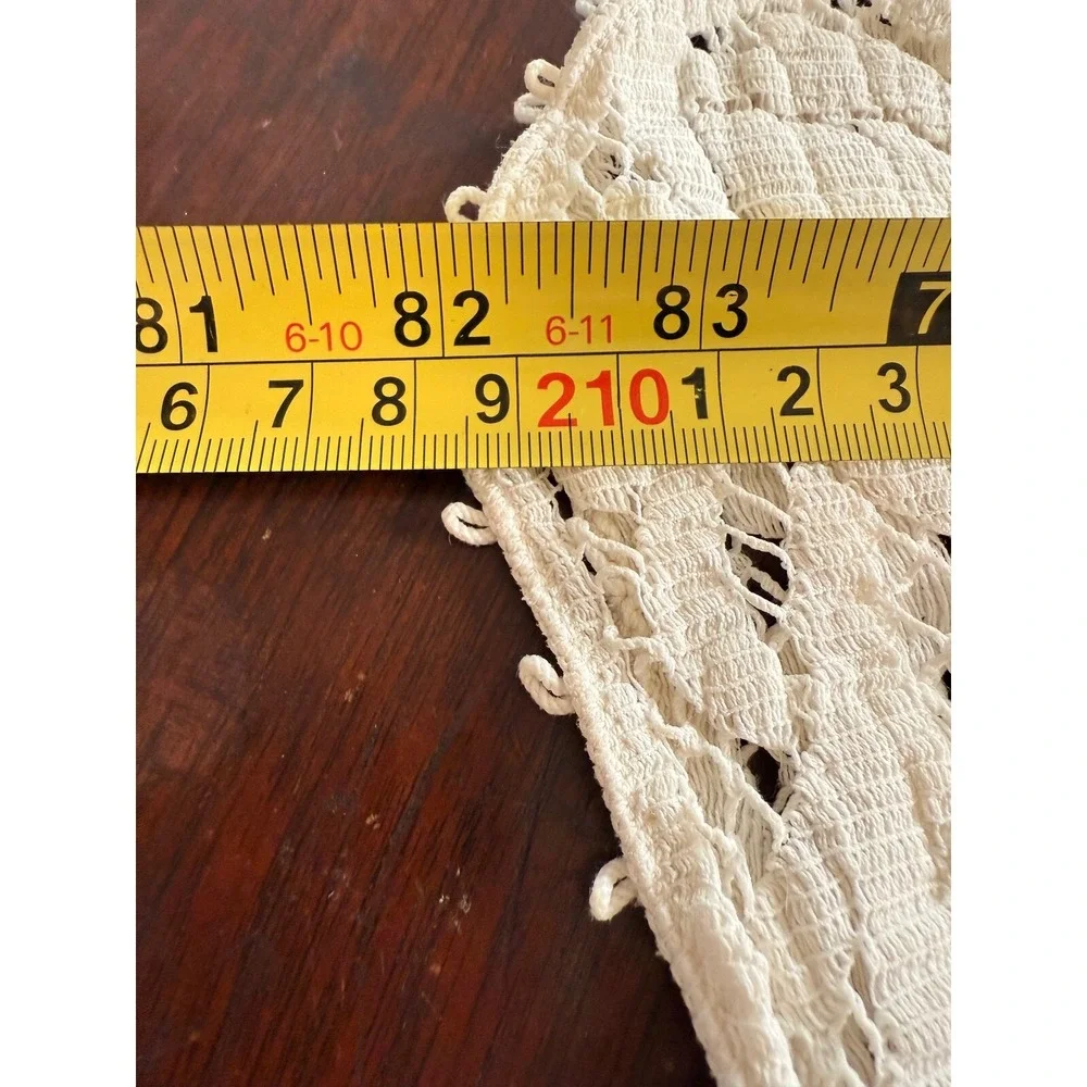 Vintage 1960s Cream Floral Lace Tablecloth‎ Rectangular 64x83 Mid Century Decor
